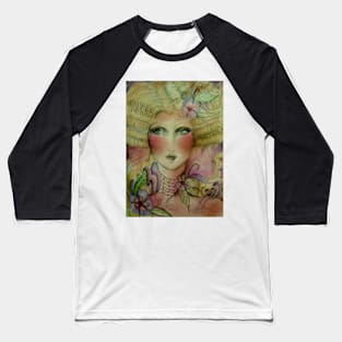 PASTEL WOODLAND ART DECO FAIRY DOLLY GIRL Baseball T-Shirt